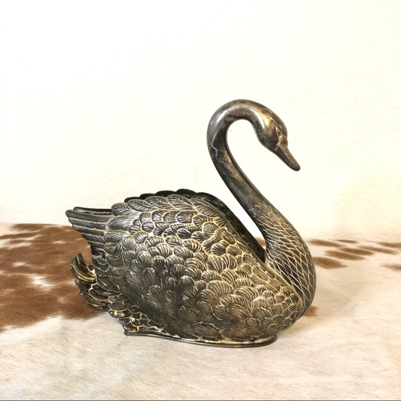 Vintage Silver Swan Napkin Holder - Picture 1 of 4